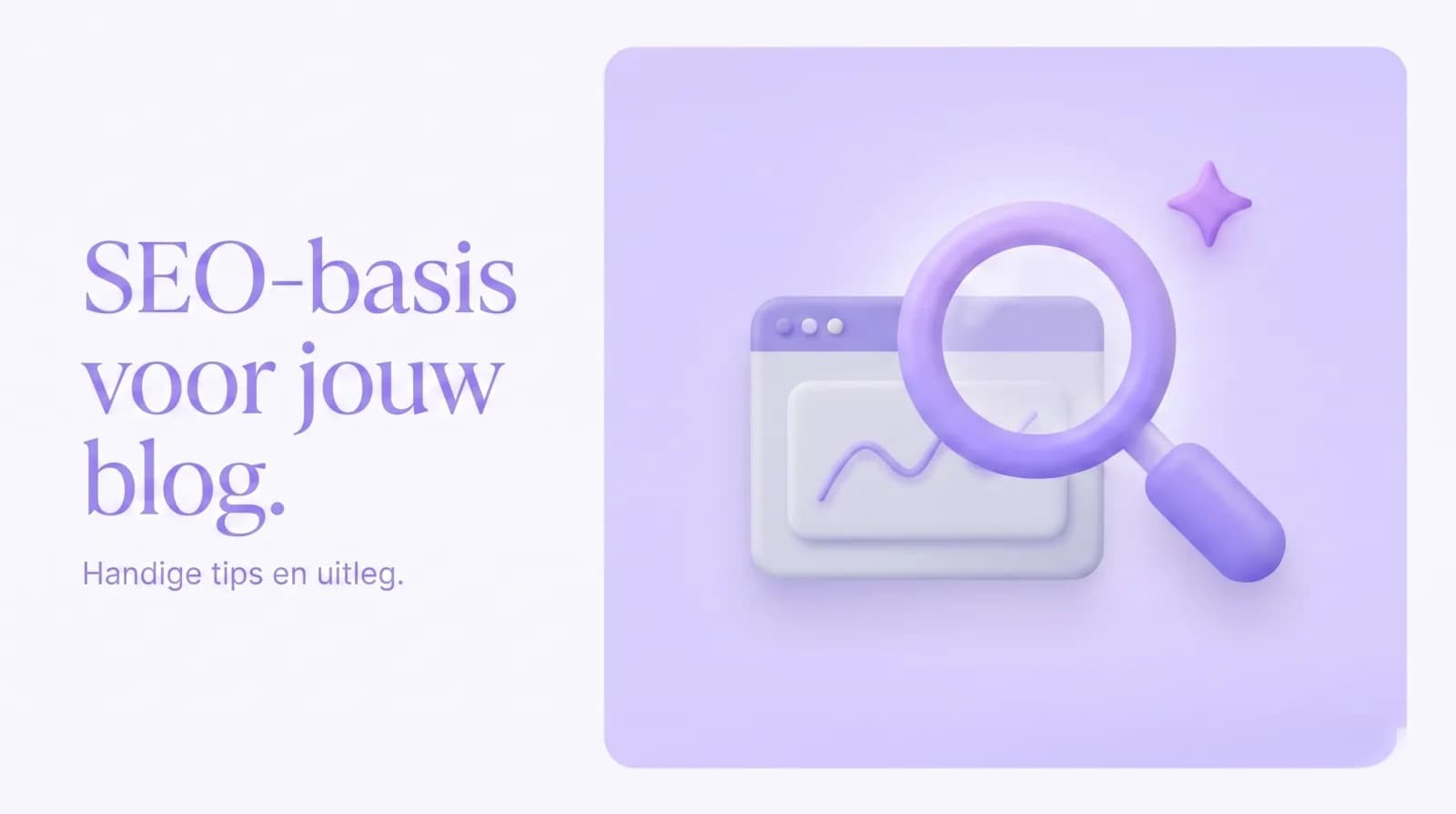 Illustratie van SEO: een vergrootglas over een website met een stijgende grafiek